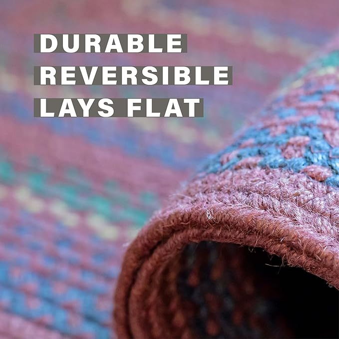 Jamestown Burgundy Braided Oval Area Rugs, 5x8' - Image 3