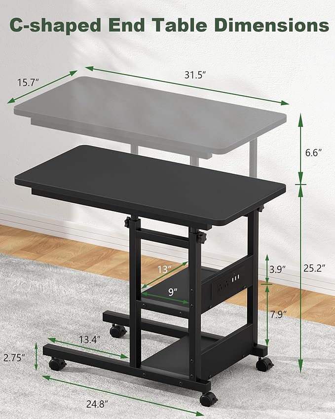 C Shaped End Table Height Adjustable - Image 3
