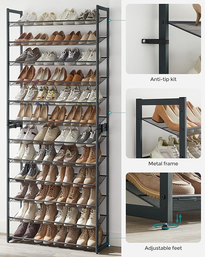 SONGMICS 12-Tier Stackable Shoe Shelf Set, Metal Shoe Storage - Image 7