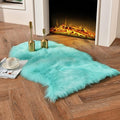 duduta Turquoise Blue Sheepskin Throw Rug 2x3 ft, Fluffy Shag Faux Fur Chair by Duduta