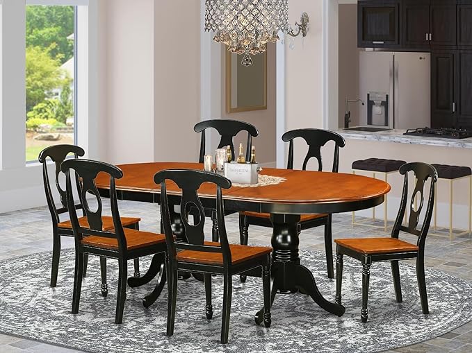 East West Furniture PLKE7-BCH-W 7 Piece Kitchen Table & Chairs Set Consist of - Image 2
