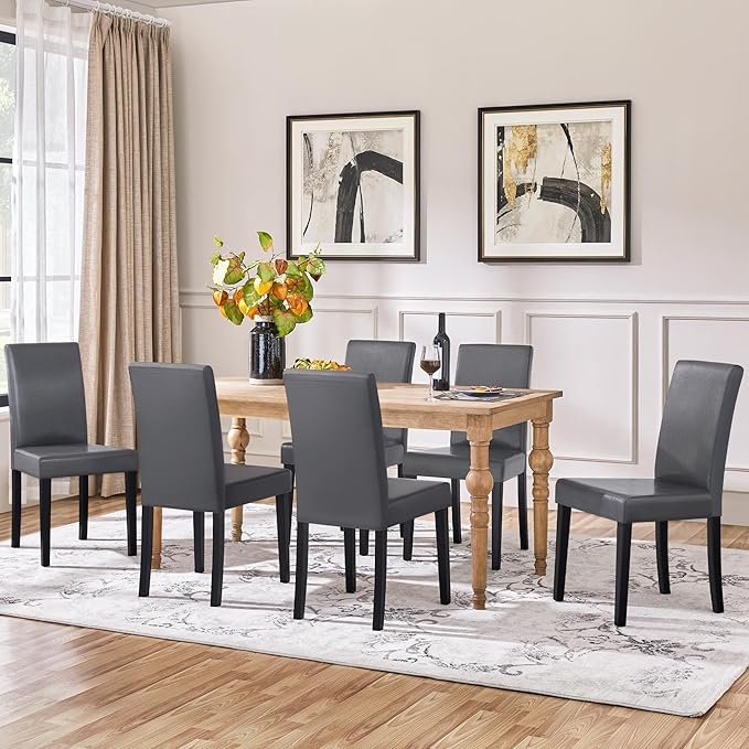 Yaheetech Dining Chairs Set of 6 Faux Leather Modern Dining Room Chairs - Image 8