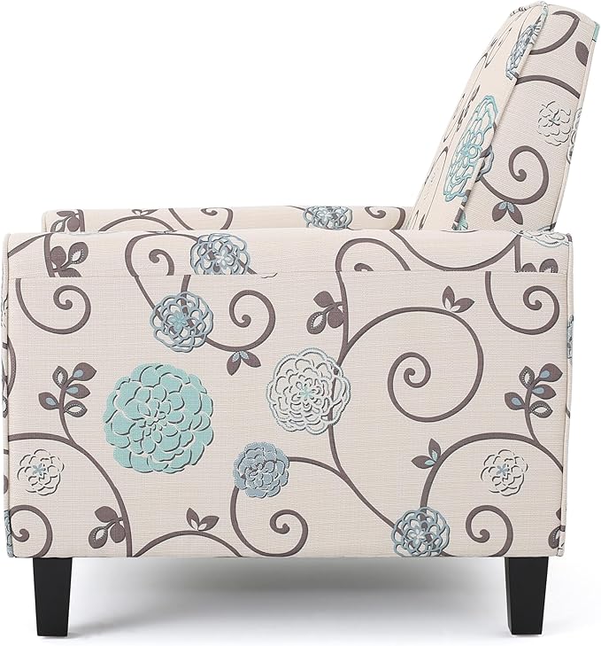 Christopher Knight Home Dufour White and Blue Floral Fabric Recliner 26.75D x - Image 9