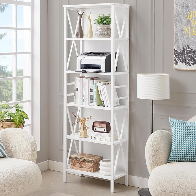 HOMISSUE Tall Bookshelf, 6-Tier Book Shelf, Rustic Wood Metal Bookshelves and - Image 3