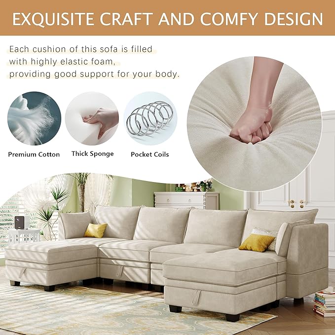 115.1 Inch Oversized U-Shape Sectional Sofa - Image 4