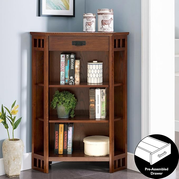 Leick Home 82263 Mission Mantel Height Corner Bookcase - Image 12