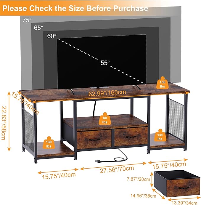 TV Stand with Drawers and Power Outlets - Image 5