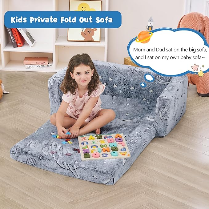 Toddler Chair Comfy, 2-in-1 Soft Toddler Couch Fold Out - Image 3