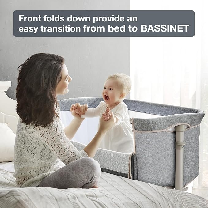 RONBEI Baby Bassinet Bedside Sleeper, Height Adjustable Bedside Bassinet - Image 2