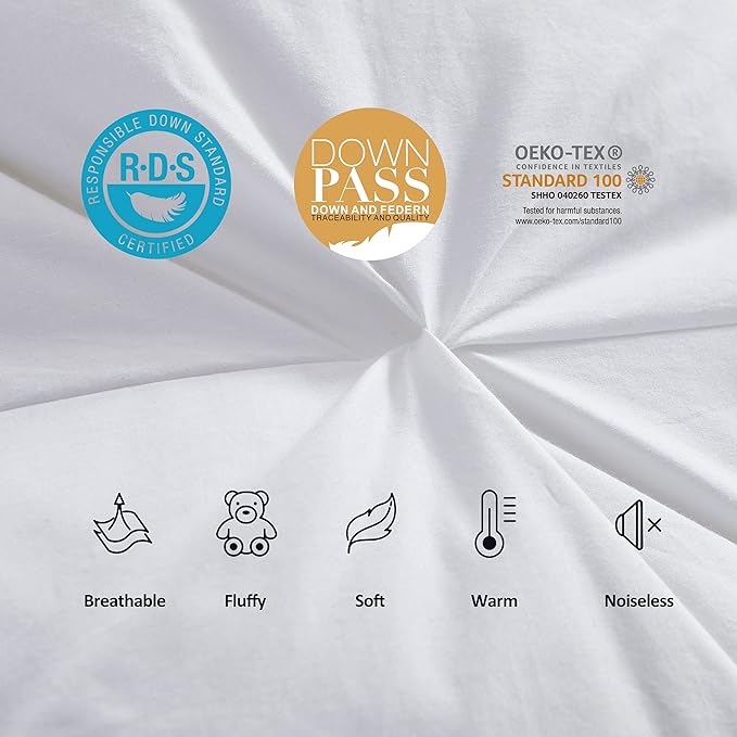 Luxurious Goose Down Feather Fiber Comforter Duvet Insert, Exquisite Pinch - Image 5