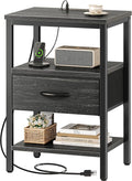 SUPERJARE Nightstand with Charging Station, Bed Side Table with Adjustable by SUPERJARE