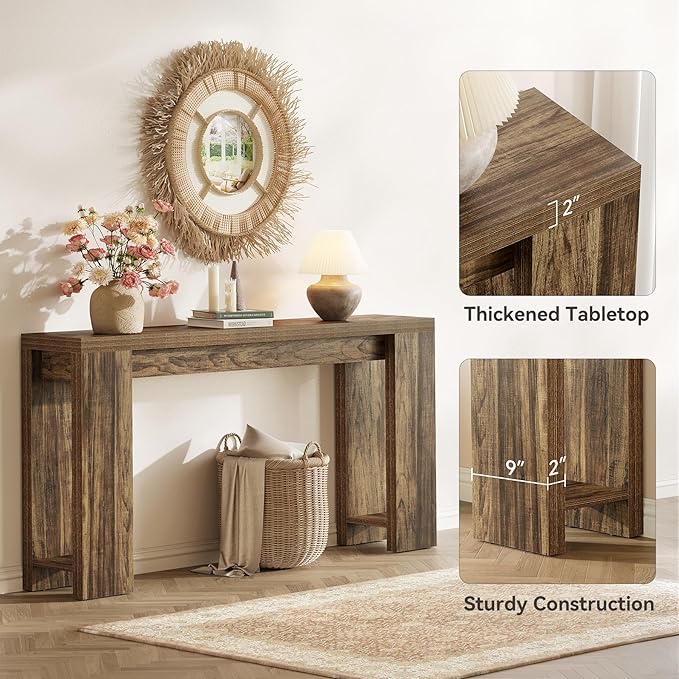 LITTLE TREE 70.9-Inch Long Entryway Table, Narrow Farmhouse Sofa Console Table - Image 6