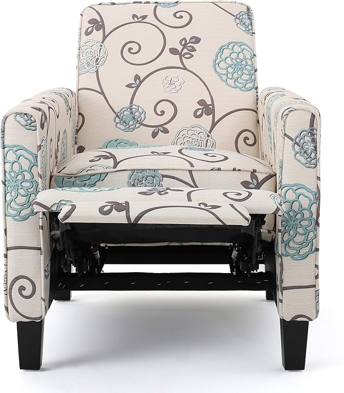 Christopher Knight Home Dufour White and Blue Floral Fabric Recliner 26.75D x - Image 7