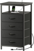 Huuger Night Stand with Charging Station, 4 Drawer Dresser by Huuger