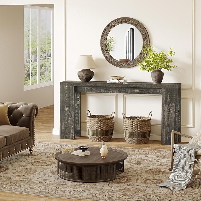 LITTLE TREE 70.9-Inch Long Console Table, Narrow Sofa Table Behind The Couch - Image 5