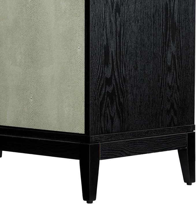 Sango Shagreen 2-Door Cabinet, Elegant Black Faux Shagreen Storage Cabinet - Image 6