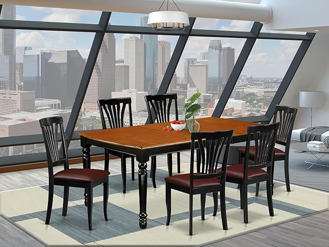 East West Furniture DOAV7-BCH-LC 7 Piece Kitchen Table & Chairs Set Consist of - Image 2