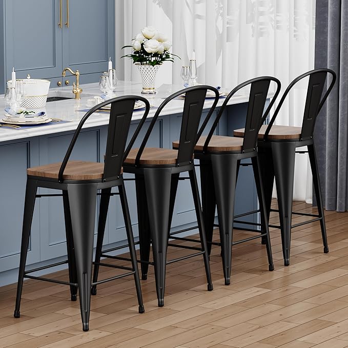 Yongqiang Barstools Set of 4 Counter Height Bar Stools - Image 4