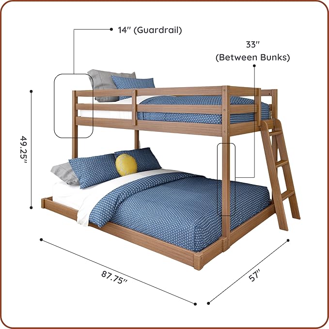 Grain & Grove Bear Twin Over Full Bunk Bed, Low Bunk Bed Frame - Image 2