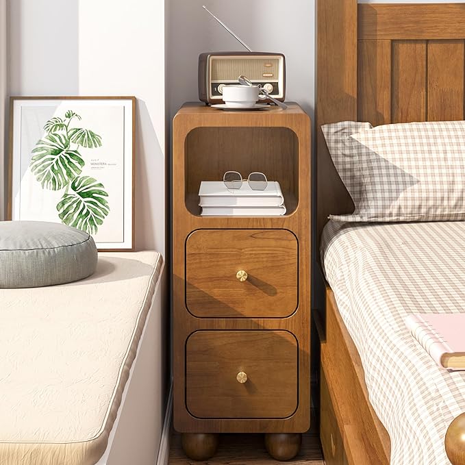 Small Nightstand, Narrow Tall Beside Table - Image 3