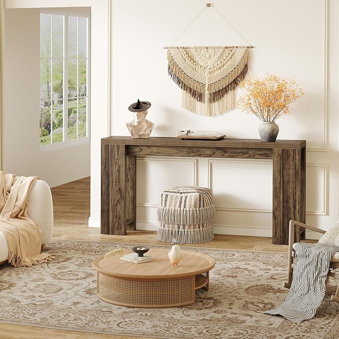 LITTLE TREE 70.9-Inch Long Entryway Table, Narrow Farmhouse Sofa Console Table - Image 5