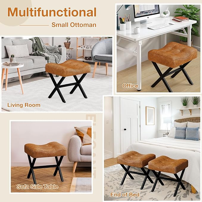 18-Inch Large Leather Vanity Stool, Vanity Chair - Image 8
