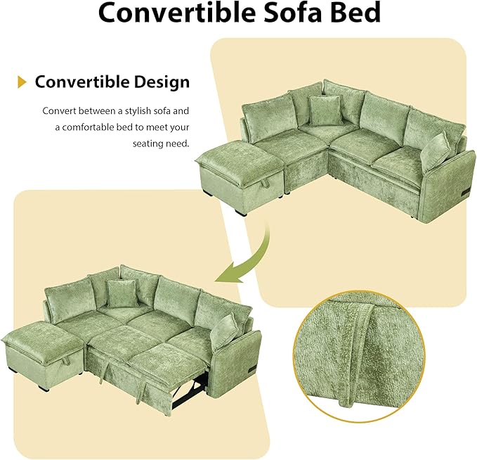 Ball & Cast 82.67" L-Shaped Sectional Pull Out Sofa - Image 6