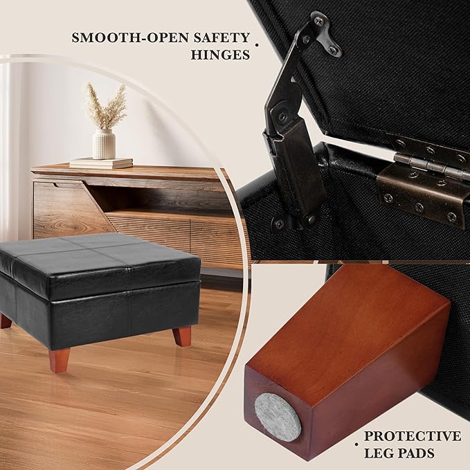 Homepop Home Decor |K2380-E169 | Luxury Large Faux Leather Square Storage - Image 5