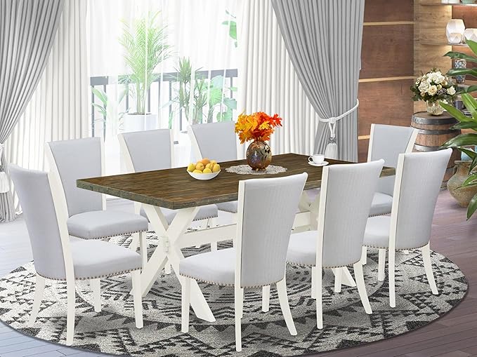 East West Furniture X077VE005-9 9 Piece Modern Dining Table Set Includes a - Image 2