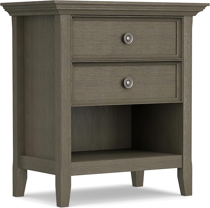 SIMPLIHOME Amherst SOLID WOOD 24 Inch Wide Traditional Bedside Nightstand Table by SimpliHome