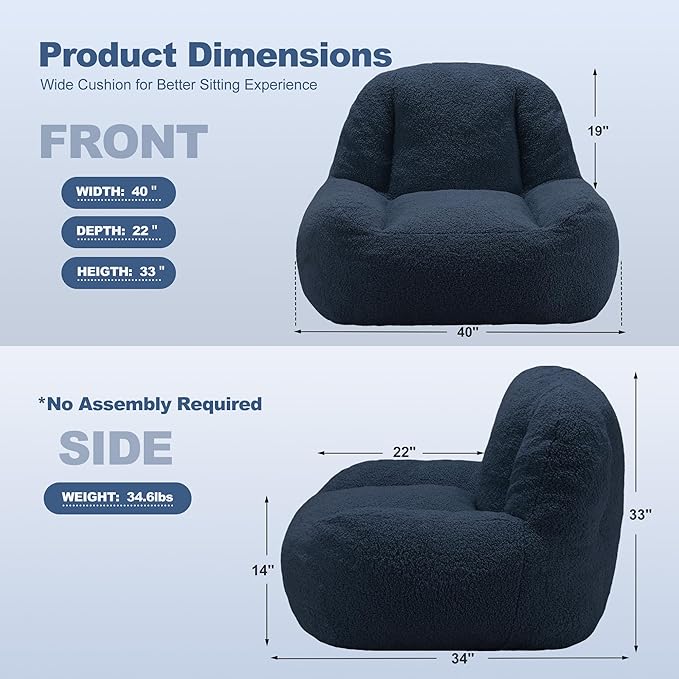 Homguava Bean Bag Chairs for Adults, Giant Beanbag Couch Adult Bean Bag Chair - Image 2