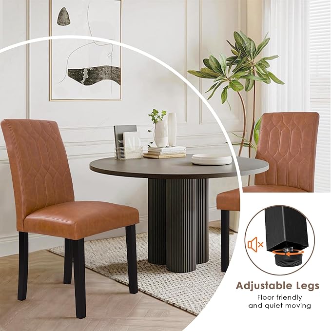VECELO Upholstered Dining Chairs Set of 6, Modern PU Leather Accent Parsons - Image 7