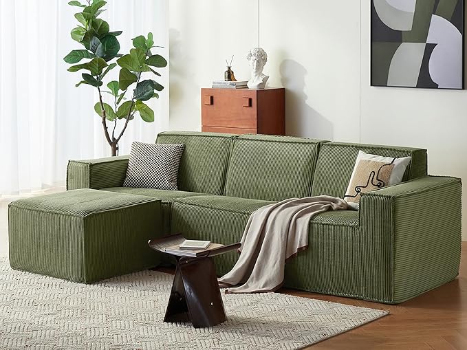LINSY HOME Modular Sectional Sofa, Corduroy Sectional Cloud Couches by LINSYHOME