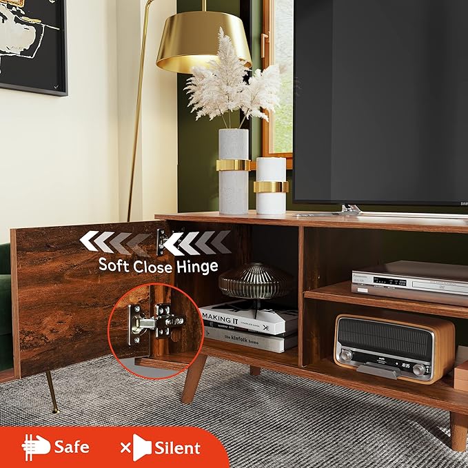 WLIVE TV Stand for 55 60 inch TV, Mid Century Modern TV Console, Entertainment - Image 7