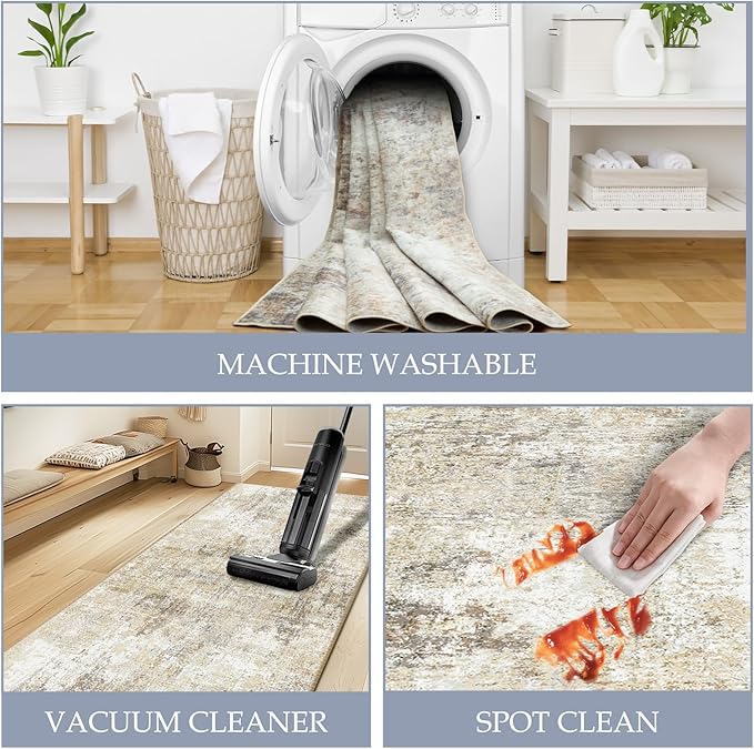Washable Area Rugs 6'x9' Non-Slip Modern Abstract Soft - Image 5