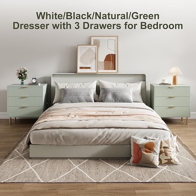Green Dresser, Modern 3 Drawer Dresser - Image 3