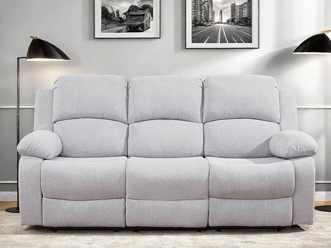 Recliner Sofa Couch, 3-Seater Home Theater Seating Reclining Sofa, Power by FONTOI