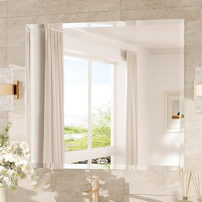 TokeShimi 40x30 Frameless Mirror Bathroom Rectangle, Bathroom Vanity Mirror by RefinedBathroomAccessories