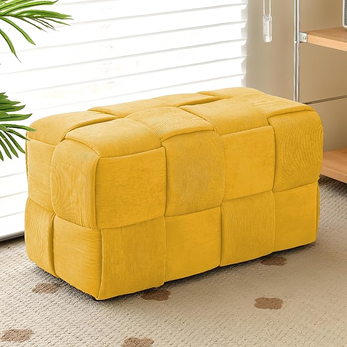 Ottoman Foot Rest Soft and Comfortable Ottoman Square Corduroy Woven Design - Image 2