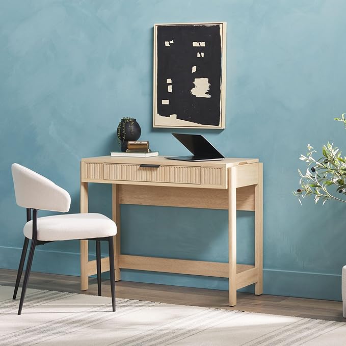 WALKER EDISON Transitional Style Furniture, Reeded Detail, Lift-Top Desk - Image 13
