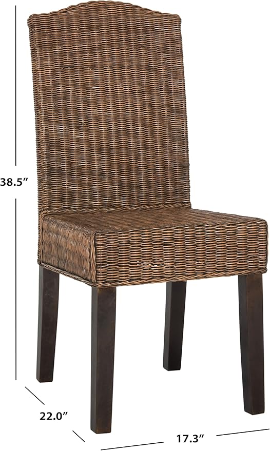 SAFAVIEH Home Collection Odette Grey Wicker Dining Chair - Image 3