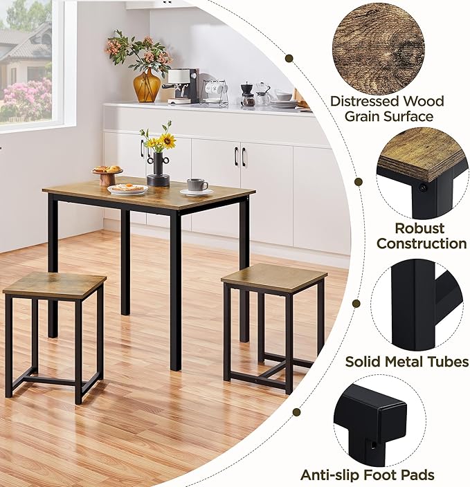 Yaheetech Industrial Dining Kitchen Table Set - Image 4