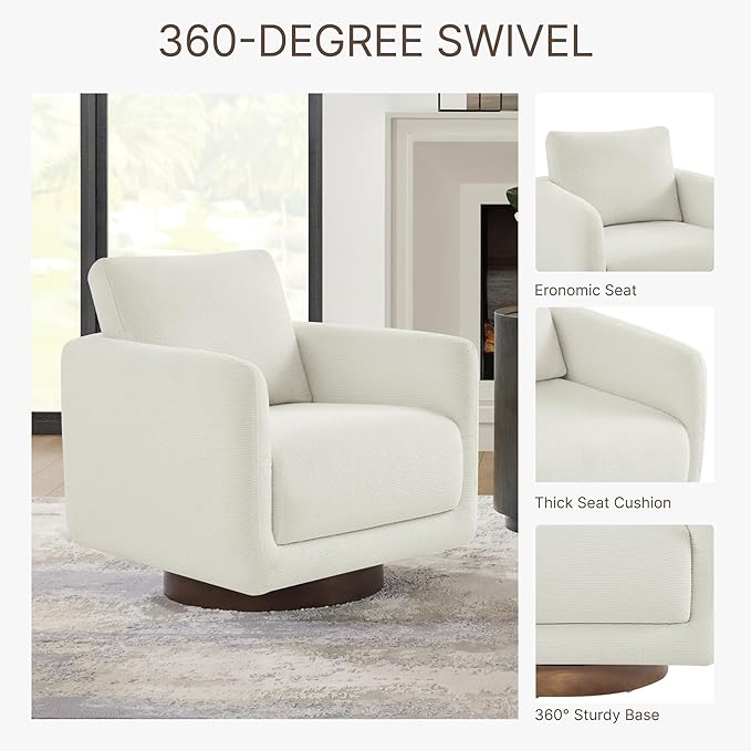 Modern Swivel Accent Chair, 360° Rotating Round Barrel Armchair - Image 4