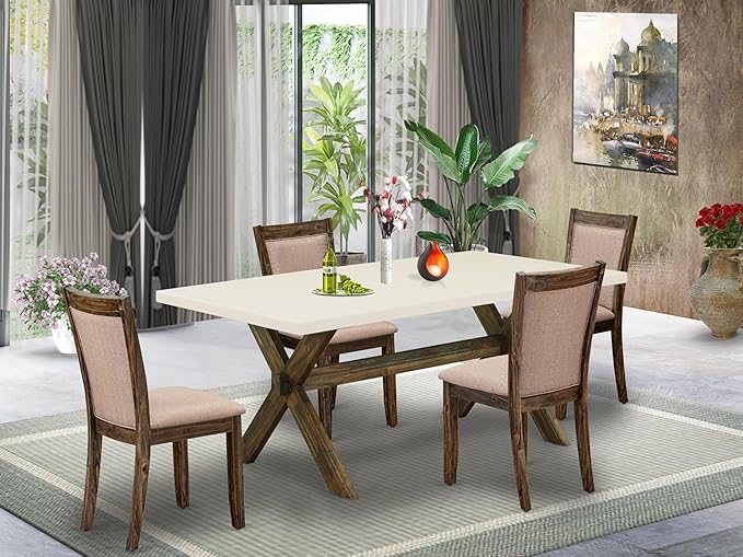 East West Furniture X727MZ716-5 5 Piece Modern Dining Table Set Includes a - Image 2