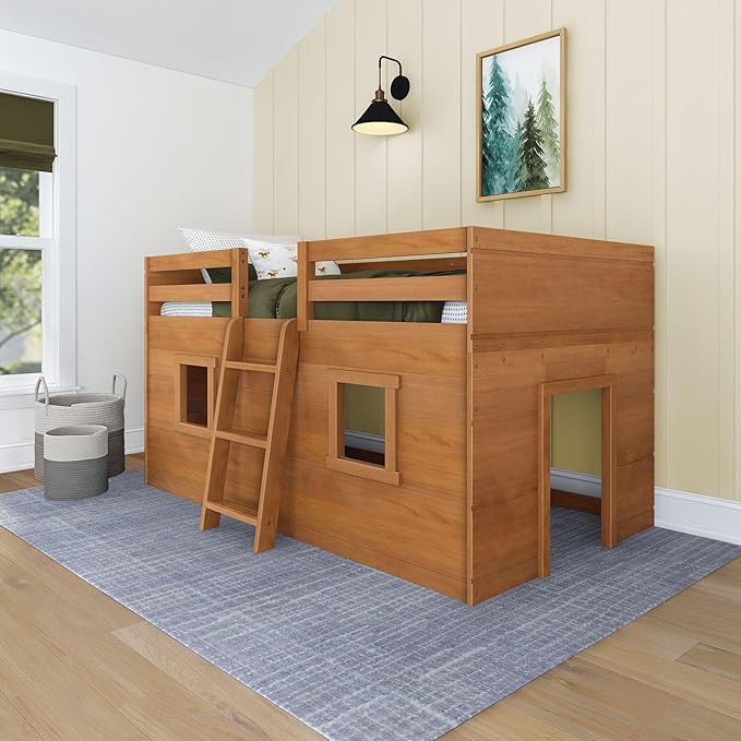 Max & Lily Modern Farmhouse Twin Low Loft Bed by MaxLily