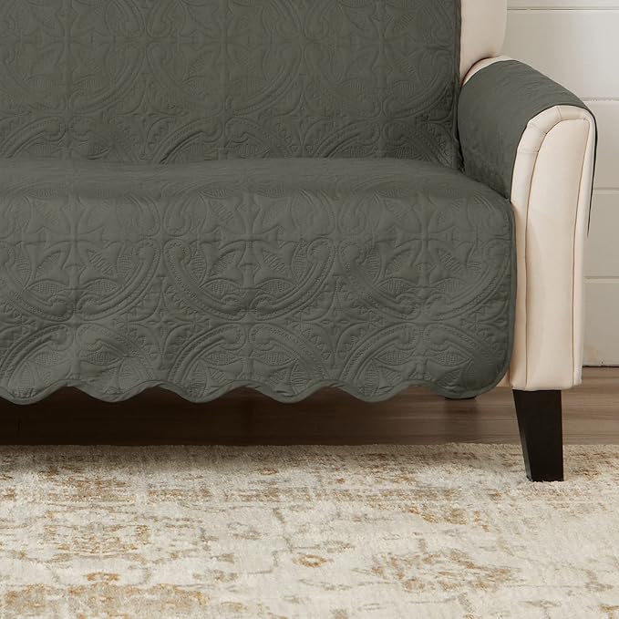 Great Bay Home Medallion Stitched Solid Furniture Protector Stain Resistant - Image 2