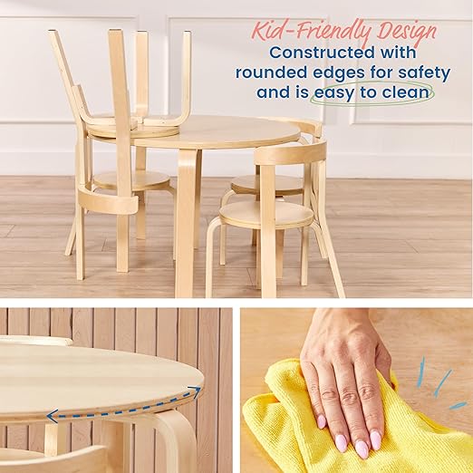 ECR4Kids Bentwood Table and Curved Back Chair Set, Kids Furniture - Image 5