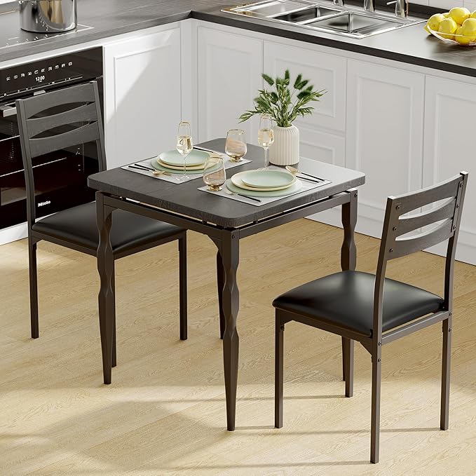 GarveeHome Dining Table Set for 2, Dining Table and Chairs Set of 2, 3 Piece by GarveeHome