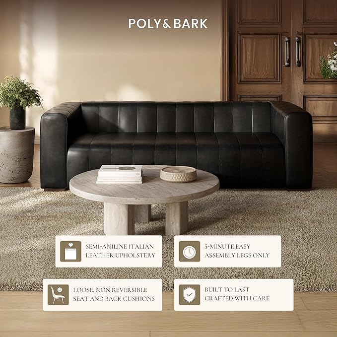 POLY & BARK Canale 86" Sofa in Onyx Black - Image 5