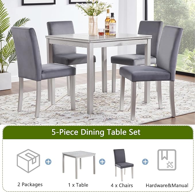 KEIKI 5-Piece Standard Height Dining Table Set - Image 5